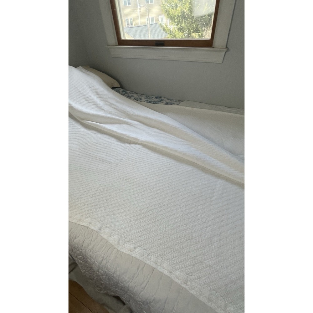Vintage Fieldcrest Royal Velvet White Woven Cotton Full Queen Blanket Made USA - Picture 9 of 13